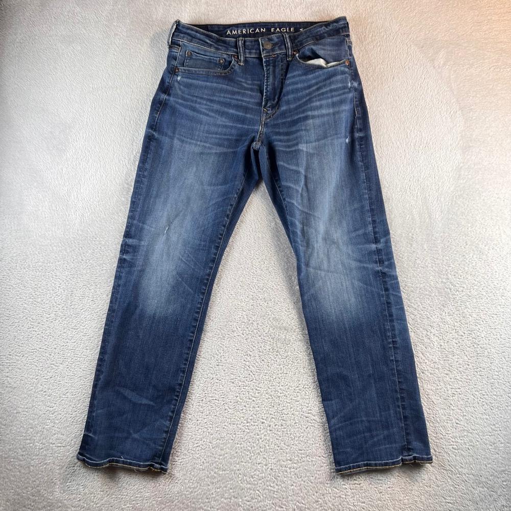 American Eagle Mens Original Straight Jeans 31x30 Medium Wash Stretch Denim